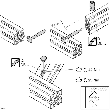 Unión de apriete 45-135º ranura 10 - Imagen 2