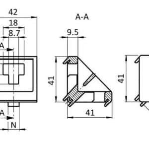 escuadra set 45x45 mundoperfil plano medidas